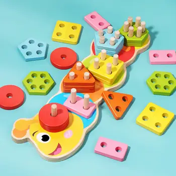 Обучающие блоки для распознавания формы и цвета, сенсорные игрушки, Подбирающие пазлы