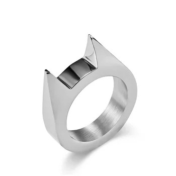 Персонализированное кольцо с кошачьим ухом из нержавеющей стали, Геометрические Винтажные украшения в стиле панк, Мужское кольцо, Высококачественные аксессуары, Оптовые подарки