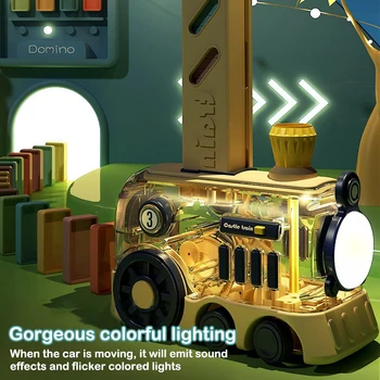 Прозрачный паровозик Домино, подарок-головоломка для детей, Автоматический конструктор для электромобилей, развивающие игрушки