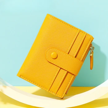 Простой женский ретро-кошелек в японском стиле с коротким двойным складыванием, студенческий Многофункциональный складной кошелек для монет на молнии