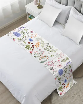 Растительная текстура с цветочным рисунком, мягкая дорожка для кровати, домашний декор для гостиничного стола, флаг для кровати, свадебное полотенце для кровати в спальне