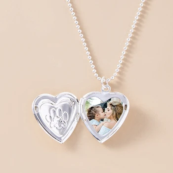 Романтические подвески-медальоны в виде сердца для женщин, мужчин, можно открывать, Фоторамки, ожерелья, семейные подарки для любви