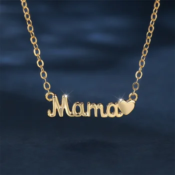 Роскошное женское ожерелье с любовным письмом для мамы, цепочки из желтого золота, Очаровательные свадебные ожерелья из белого Циркона для женщин