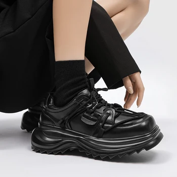 Роскошный Оригинальный Дизайн 2024 S/s, Новая Модель Папиной Обуви В Подиумном Стиле Для Мужчин, Черные Неуклюжие Кроссовки Hombre, Увеличивающие Рост