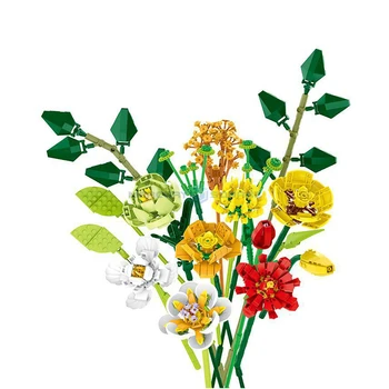 Серия букетов Passionate Flowers Botanical MOC 034001, строительные блоки для комнатных растений, идеи для творчества, кирпичи, Игрушки для подарков