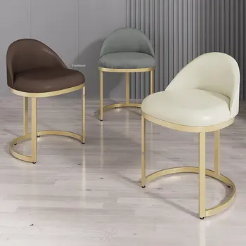 Современный кожаный барный стул из золотистого железа, домашний Легкий Роскошный барный стул для кухонной мебели, обеденный стул, Минималистичные барные стулья со спинкой