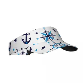 Спортивная солнцезащитная кепка с регулируемым козырьком, защита от ультрафиолета, пустой верх, солнцезащитная кепка для тенниса, гольфа, бега, синий морской якорь
