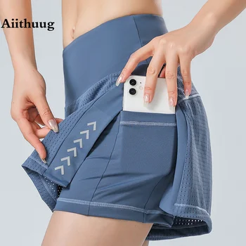 Спортивные шорты Aiithuug 2 В 1 Шорты для бега с боковым разрезом для спортзала, короткие штаны для бега трусцой, для йоги, дышащая активная одежда с карманом