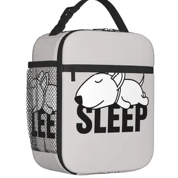 Спящий Бультерьер, Термоизолированные сумки для ланча, женские сумки с мультяшным животным, Сменная сумка для ланча для детей, Школьный ящик для хранения продуктов питания