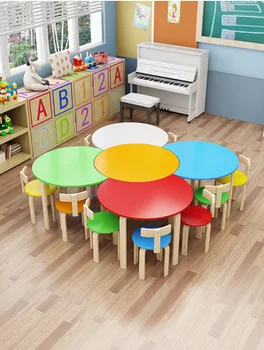 Стол для детского сада из массива дерева, класс для занятий с детьми, класс для занятий с детьми раннего возраста, комбинированный стол для рисования в начальной школе