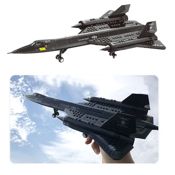 Строительные блоки модели самолета Военный реактивный самолет-разведчик SR-71 Blackbird Кирпичи Детские Строительные игрушки