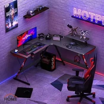 Угловой офисный компьютерный стол, современный стиль, L-образный Компьютерный угловой стол, офисный стол из углеродного волокна, Настольная домашняя мебель для спальни