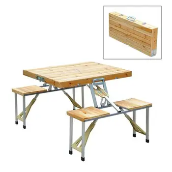 Уличный складной стол, стул для кемпинга, стол для пикника из дерева + алюминиевого сплава, Водонепроницаемый, сверхлегкий, прочный складной стол