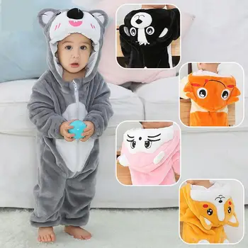 Флисовый Комбинезон Kigurumi Baby Koala Cat Bear для Мальчиков И Девочек Новорожденных от 0 до 3 6 9 12 18 24 Месяцев Kawaii Infantil Pajama Kids Onesie