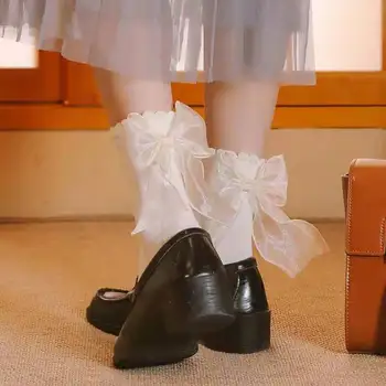 Хит продаж, японские носки с бантом в стиле каваи Харадзюку JK Lolita, модные и забавные черно-белые носки с оборками