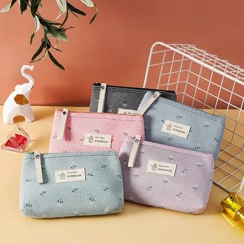 Холщовый кошелек, сумки для монет, женский цветочный кошелек в корейском стиле на молнии, кошелек для ключей, сумки-футляры, органайзер для путешествий для детей и девочек
