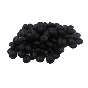Черные силиконовые счеты, жемчужина, 12 мм Силиконовые плоские бусины-распорки для цепочки-пустышки, Ожерелье для кормящих мам 