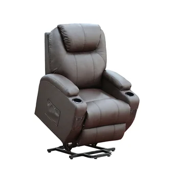 Электрическое подъемное кресло для пожилых людей коричневое тепломассажное кресло с откидной спинкой и подстаканником